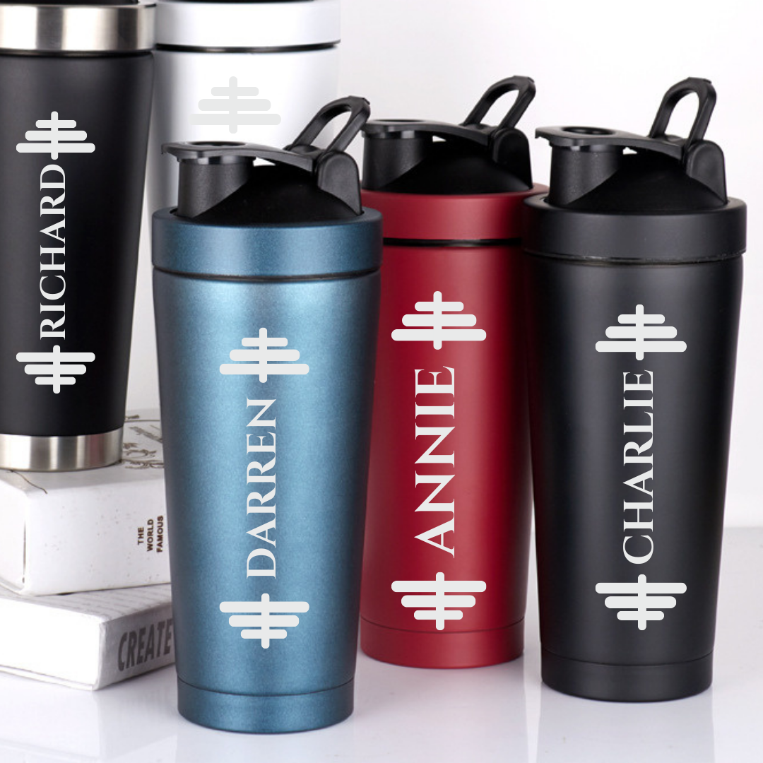 Custom Name Barbell Protein Shaker Bottle