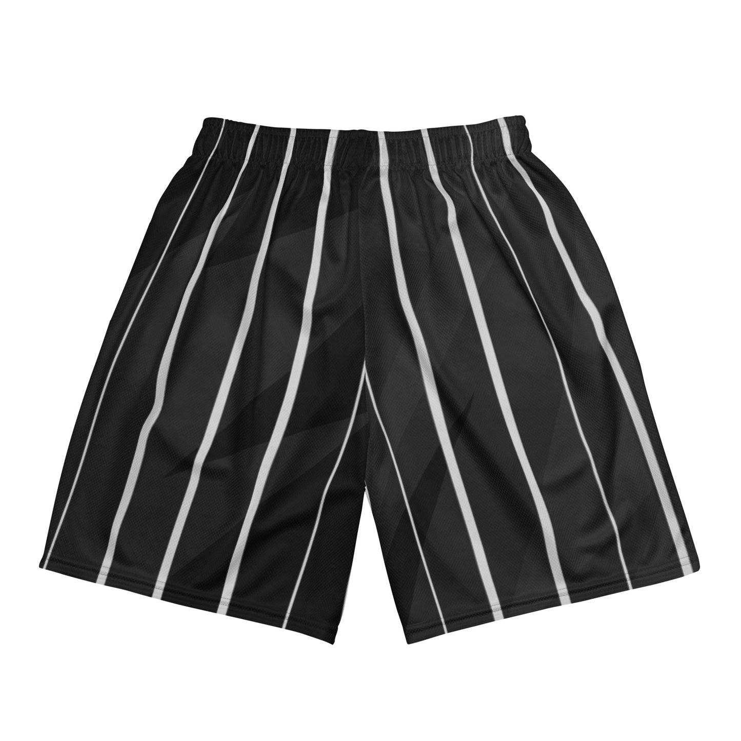 White Stripes Black Unisex Mesh shorts