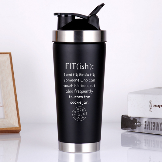 Elevate your fitness game with our FIT(ish)" Stainless Steel Protein Shaker.