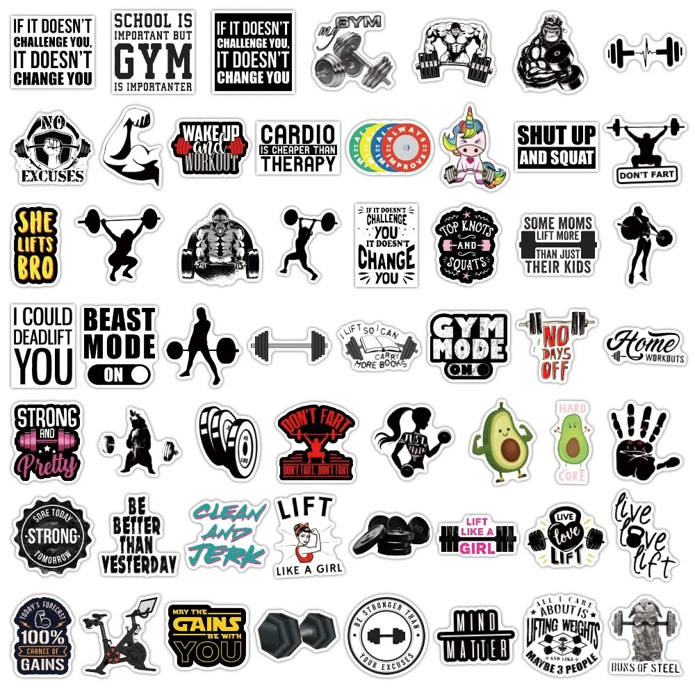 50 pcs Gym Fitness Workout Stickers