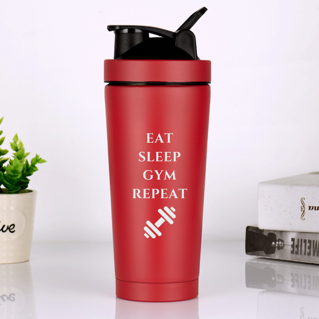 Botella coctelera de proteínas EAT SLEEP GYM REPEAT