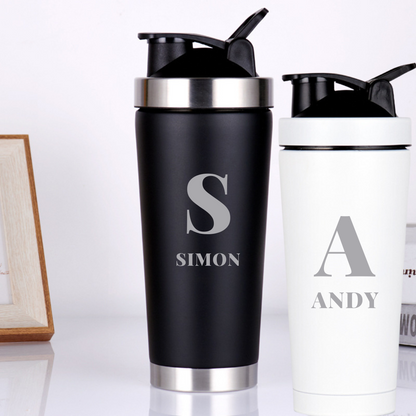 Personalized Name Initial Protein Shaker Bottle