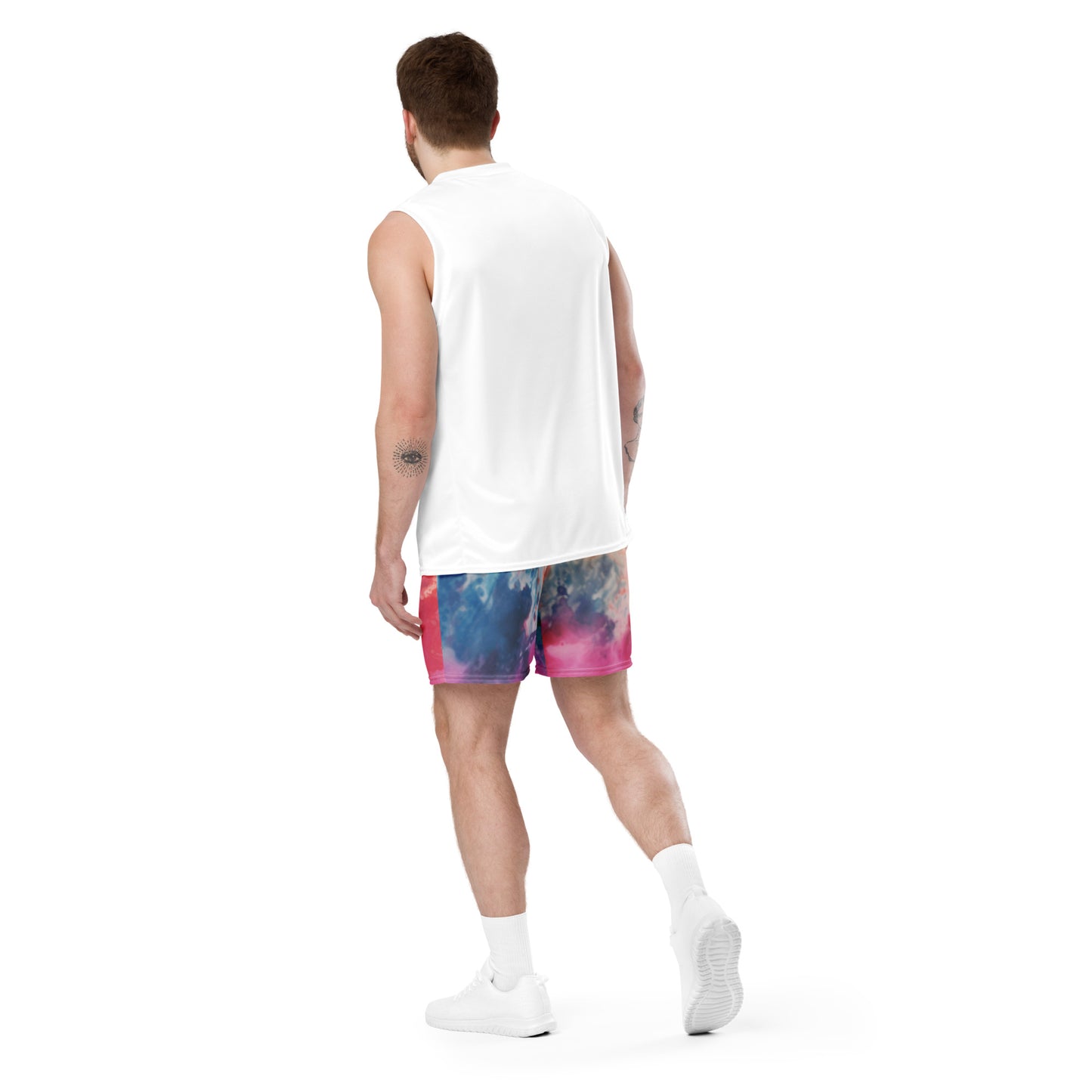 Shorts de malla unisex Rainbow Burst 