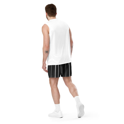 Weiße Streifen Schwarze Unisex Mesh Shorts 