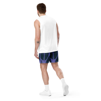 Pantalones cortos de malla unisex con diseño web morado 