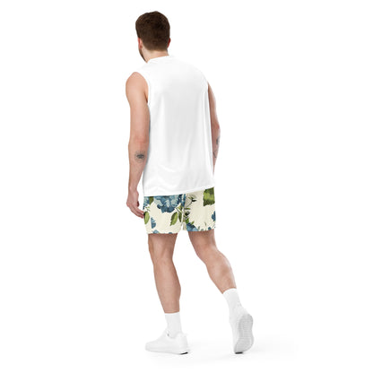 Elfenbeinfarbene Bloom-Mesh-Shorts für Unisex