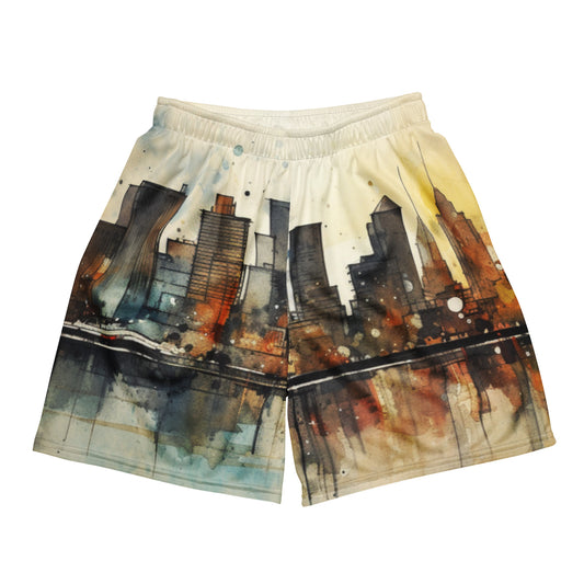 Unisex-Mesh-Shorts mit Skyline von New York