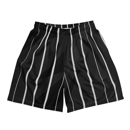 White Stripes Black Unisex Mesh shorts