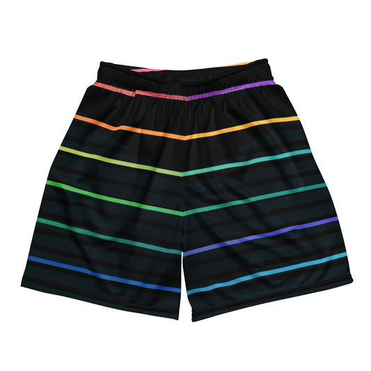 Rainbow Stripes Unisex Mesh Shorts