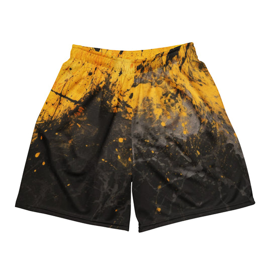 Black and Yellow Ink Blot Unisex Mesh Shorts