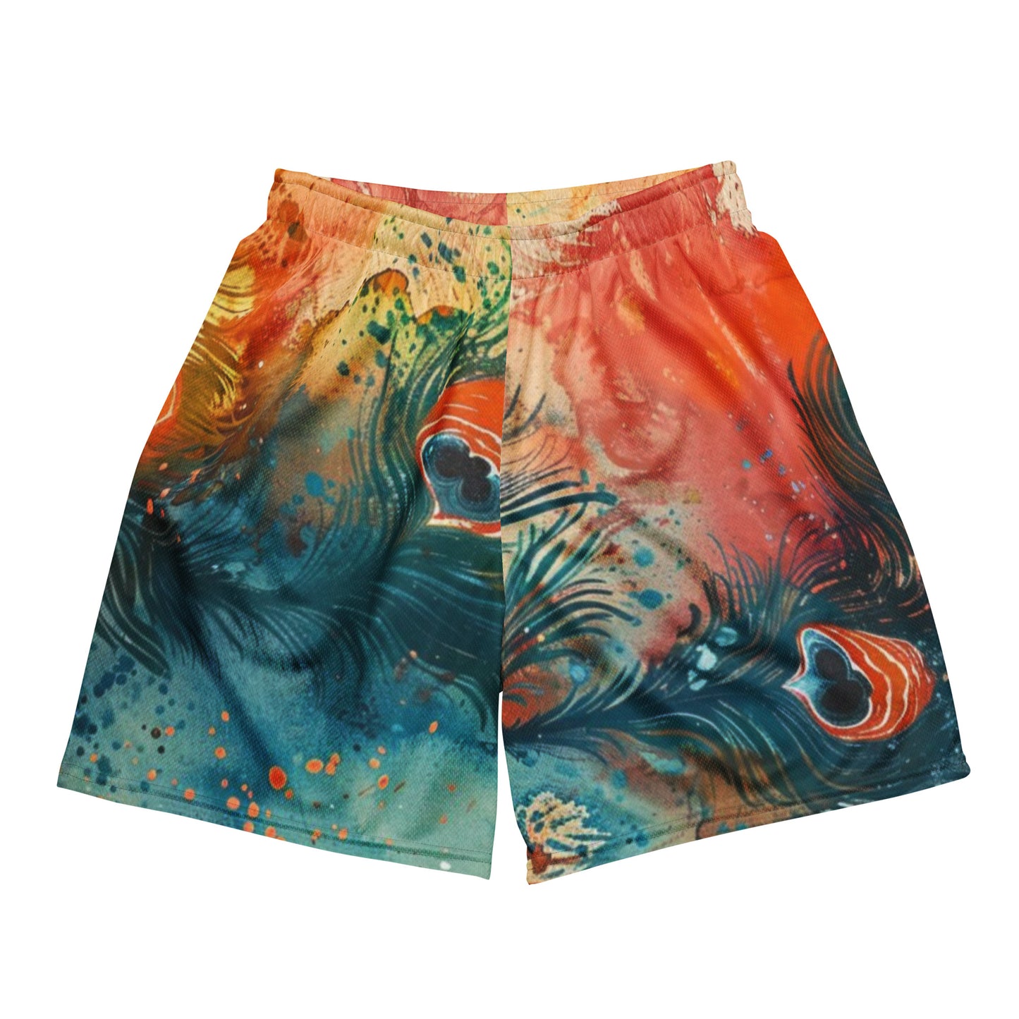 Tropical Feather Graphics Unisex mesh shorts | Workout Shorts for Men &amp; Women | Fitness Gym Workout athletic Sport Shorts