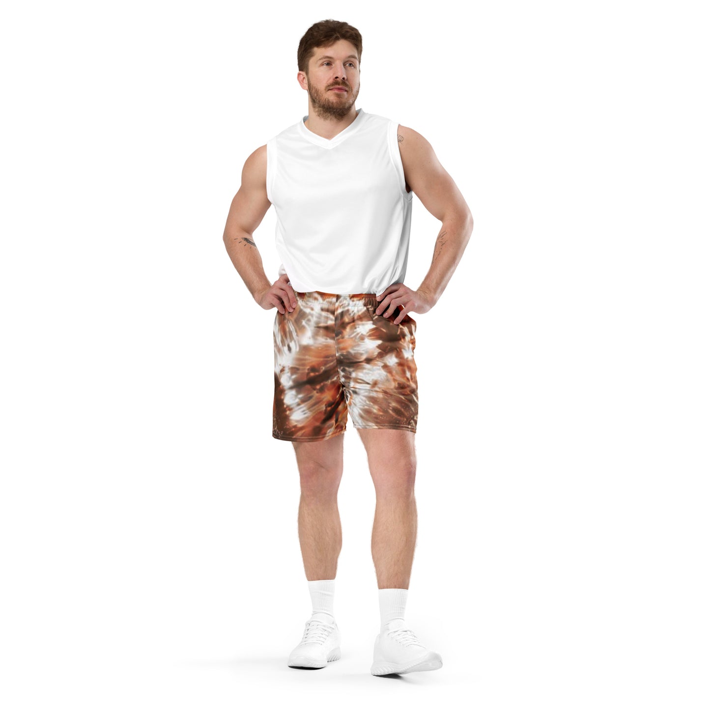 Braune Glitzer-Unisex-Mesh-Shorts