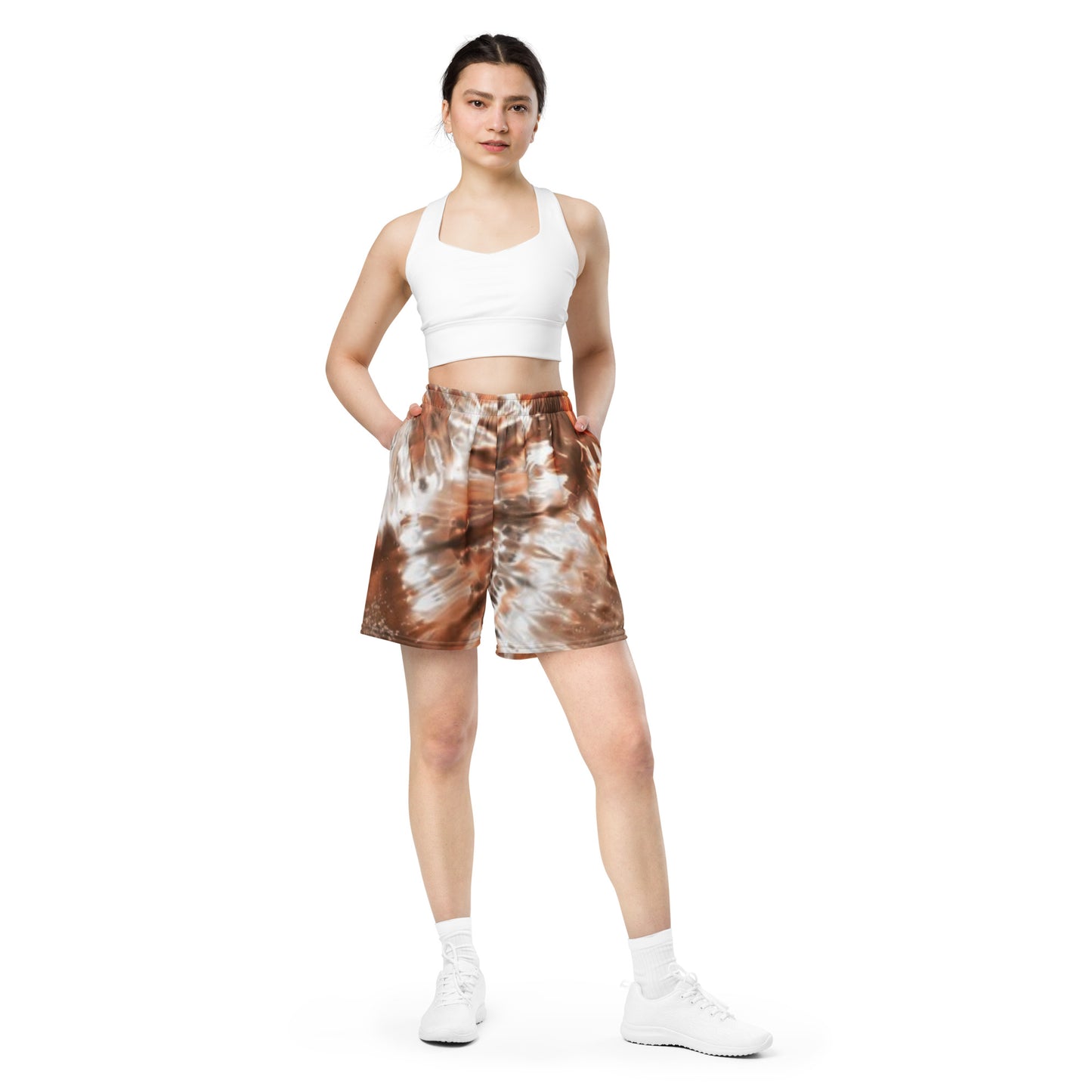 Brown Glitter Unisex Mesh Shorts