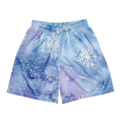 Snowflake Glitter Unisex Mesh Shorts | Workout Shorts for Men &amp; Women | Fitness Gym Workout athletic Sport Shorts