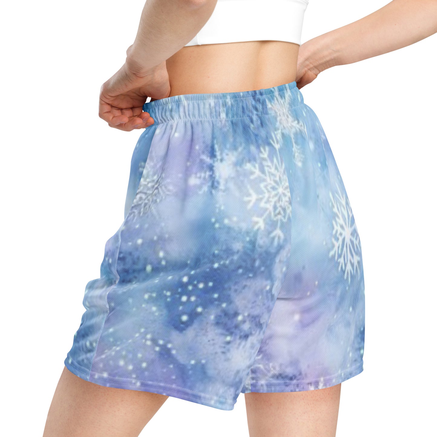 Snowflake Glitter Unisex Mesh Shorts