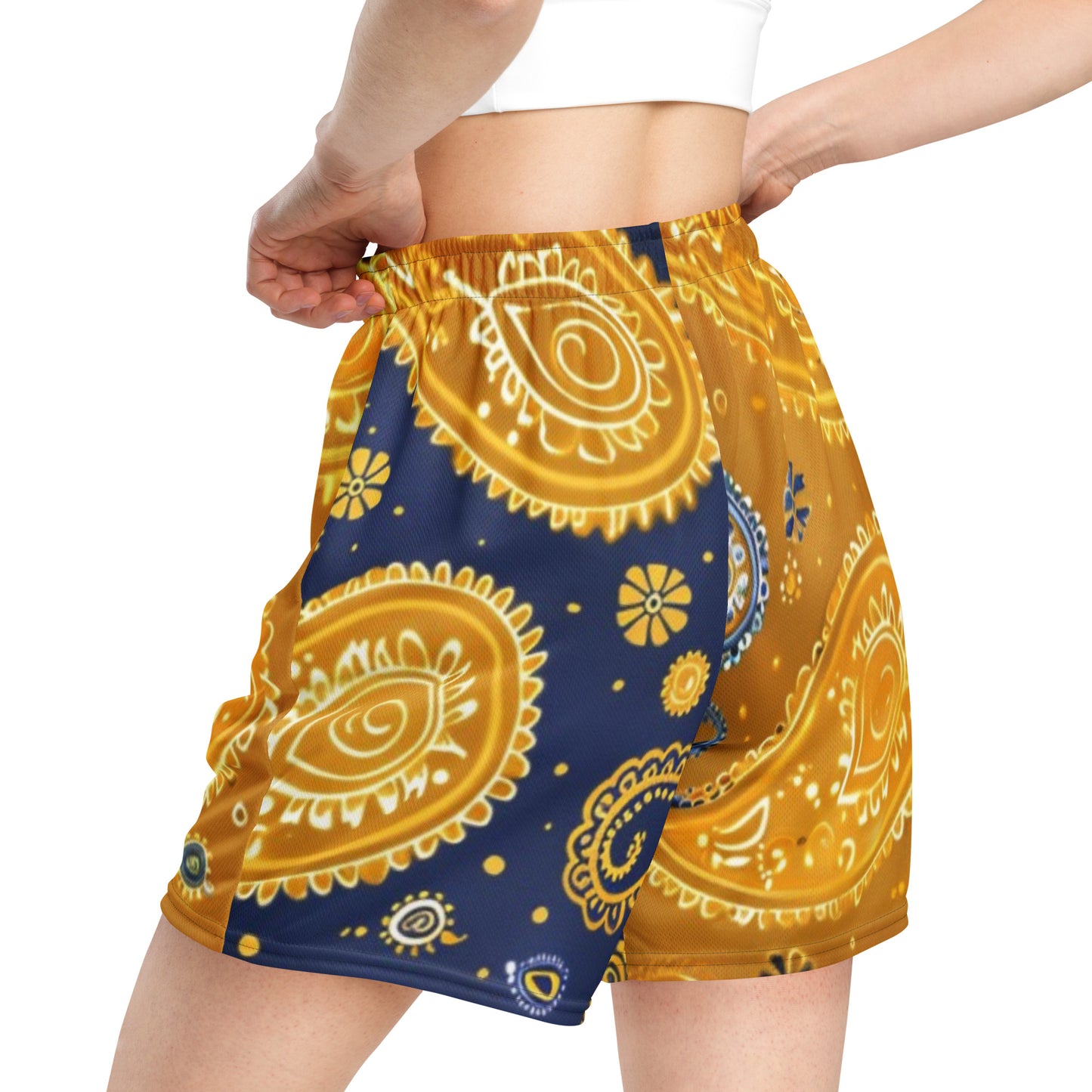 Golden Paisley Unisex Mesh Shorts