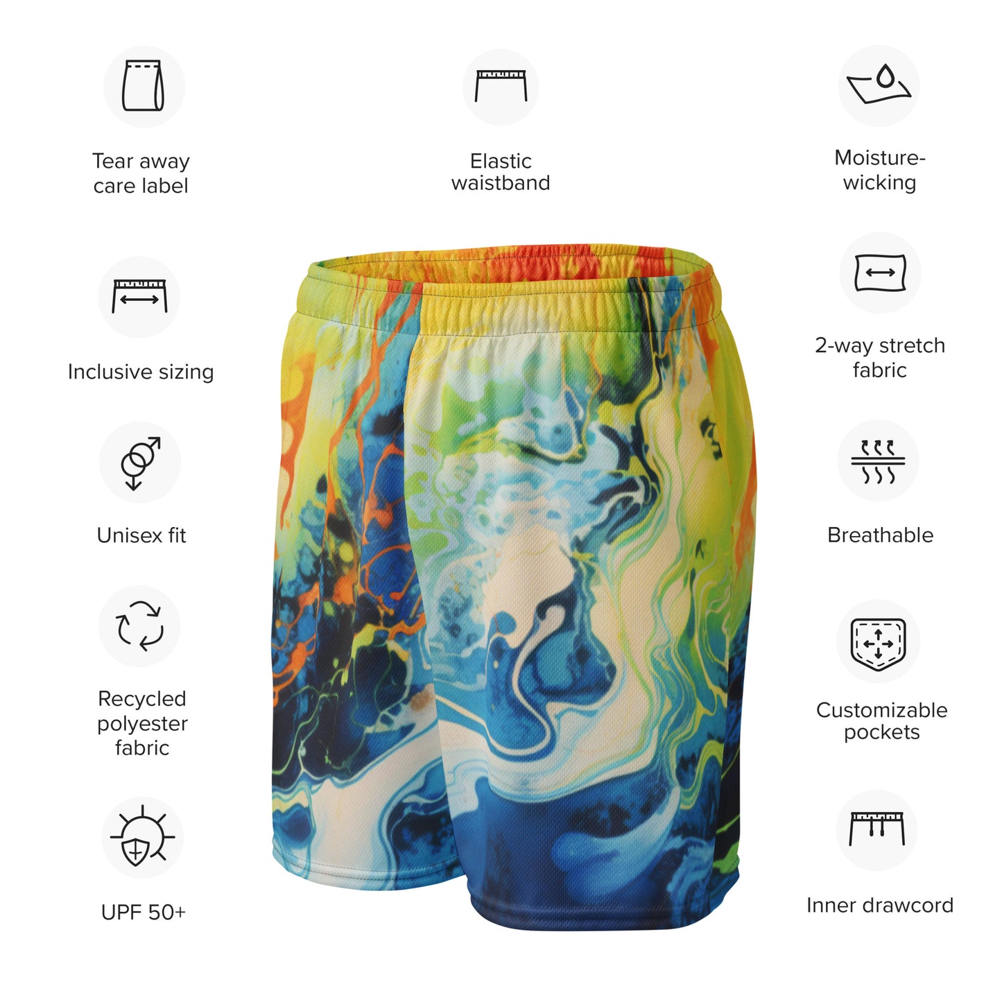 Pantalones cortos de malla unisex Psychedelic Pop 