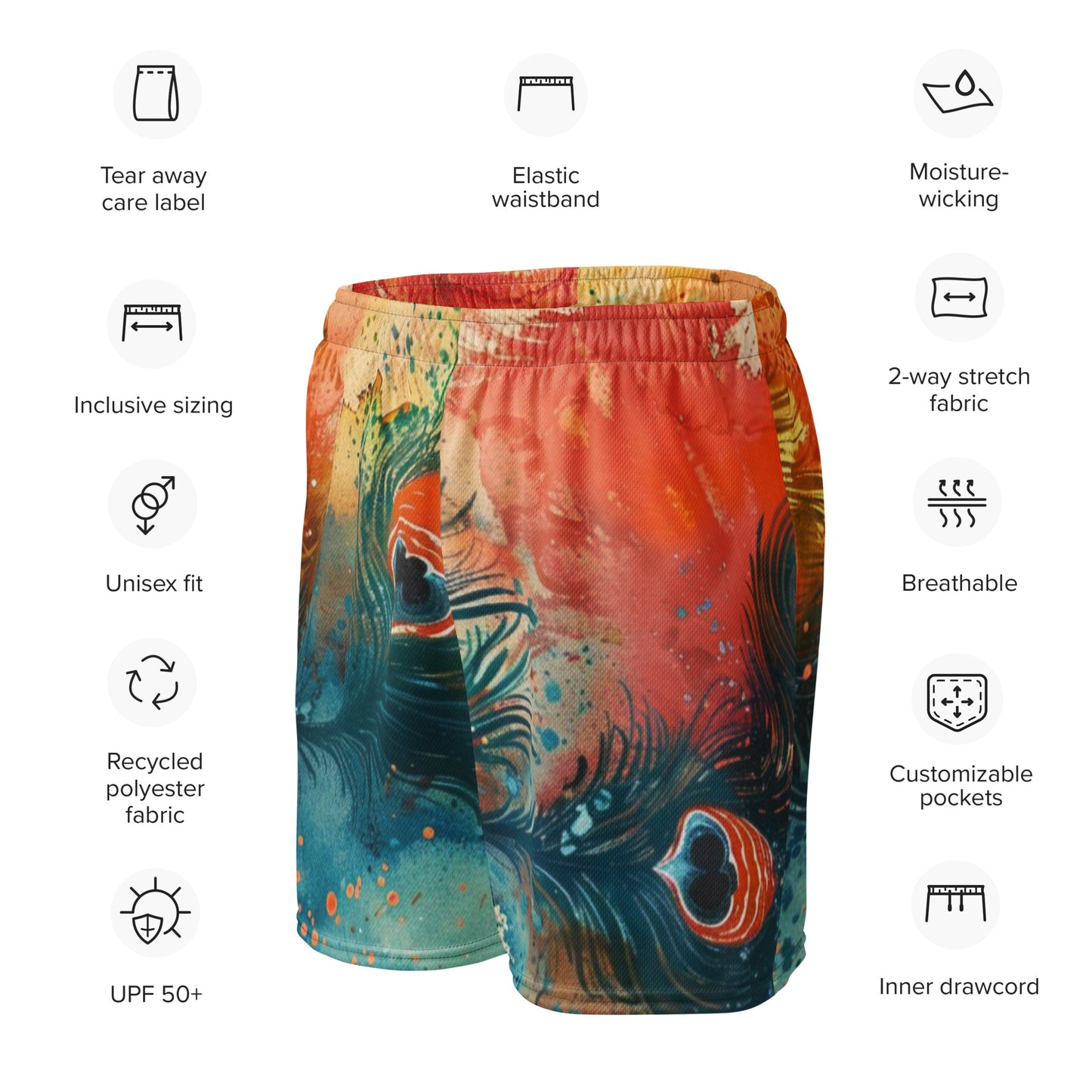 Tropische Feder Unisex Mesh Shorts