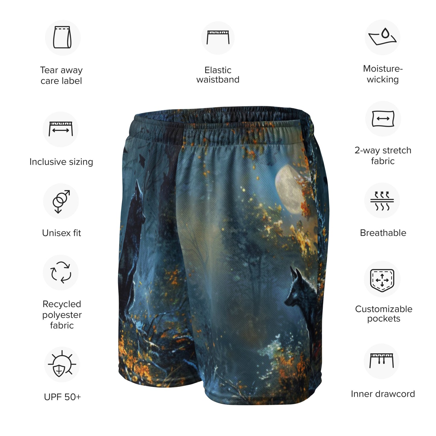 Mystic Wolf Unisex Mesh Shorts