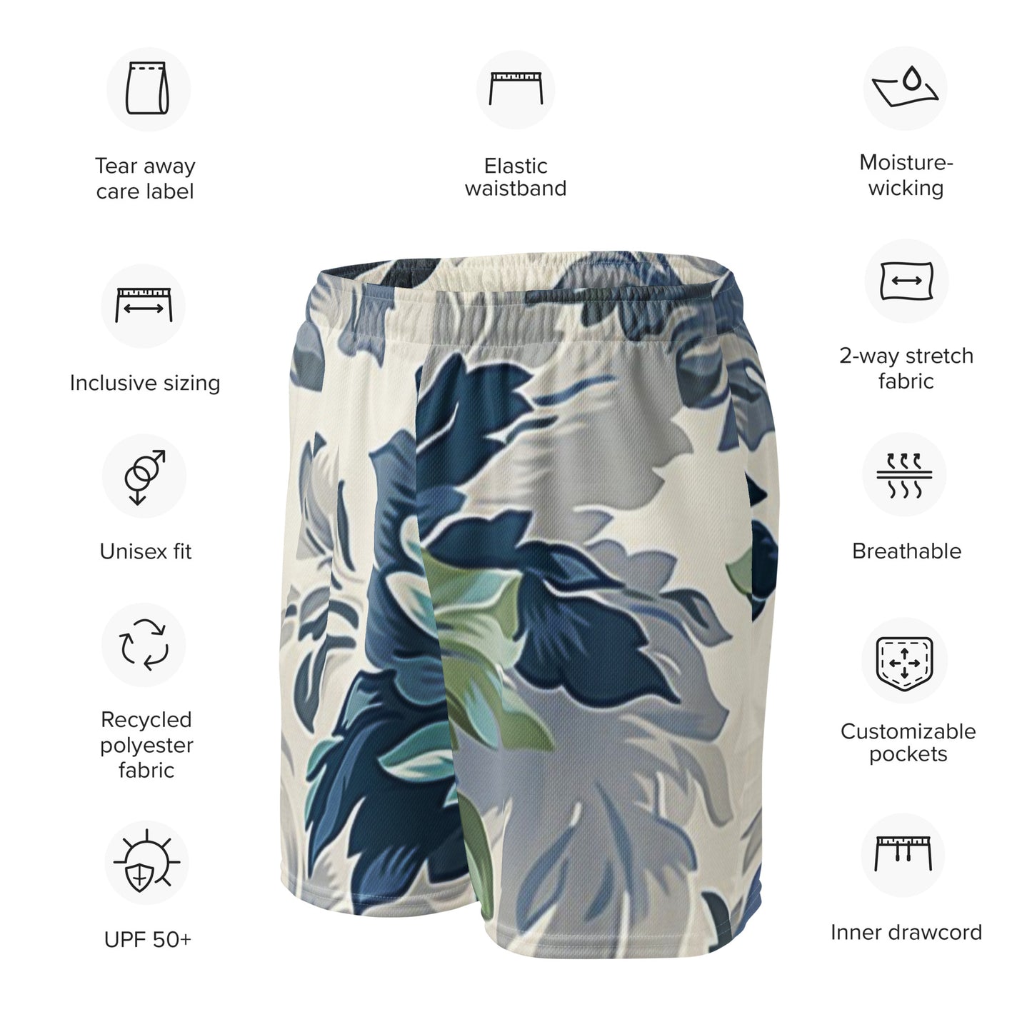 Marine Blossom Unisex Mesh Shorts