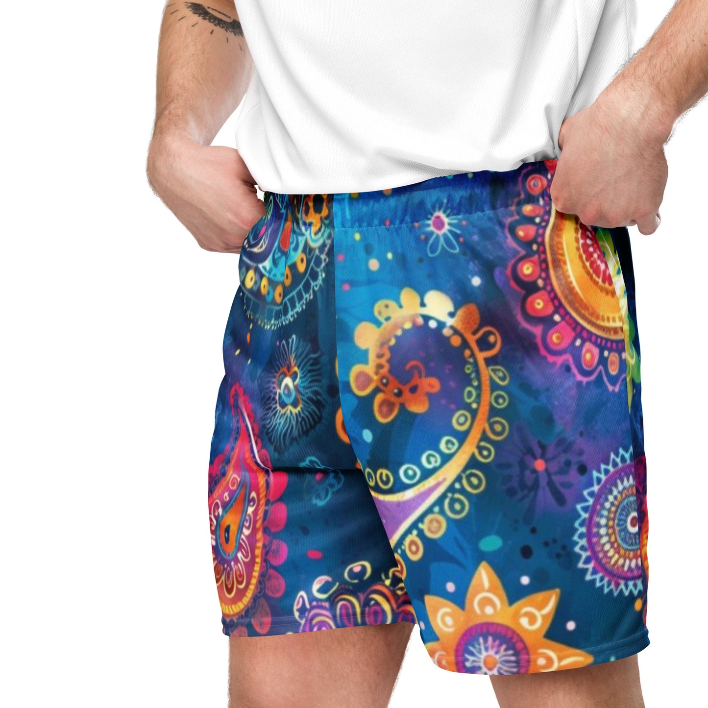 Indian Paisley Unisex Mesh Shorts