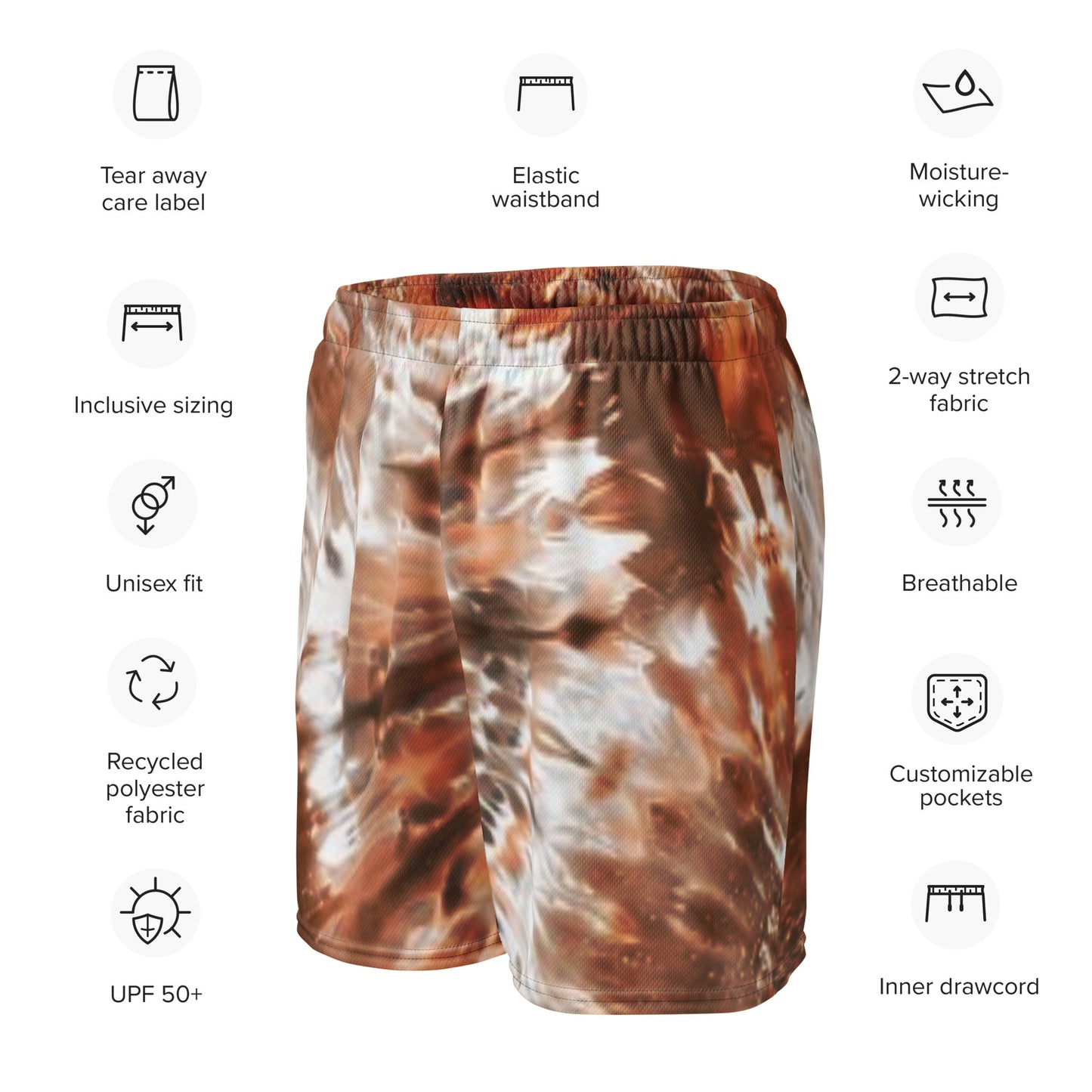 Brown Glitter Unisex Mesh Shorts