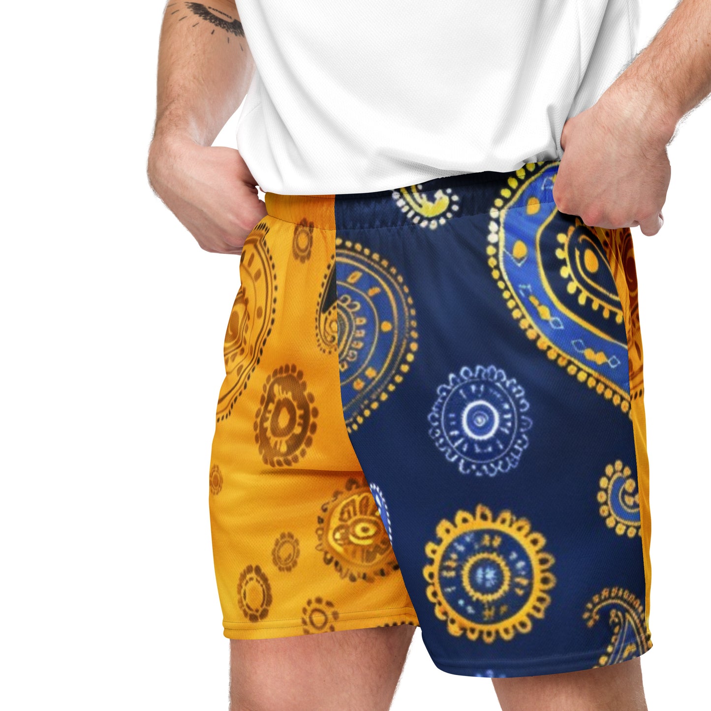 Metallic Paisley Unisex Mesh Shorts