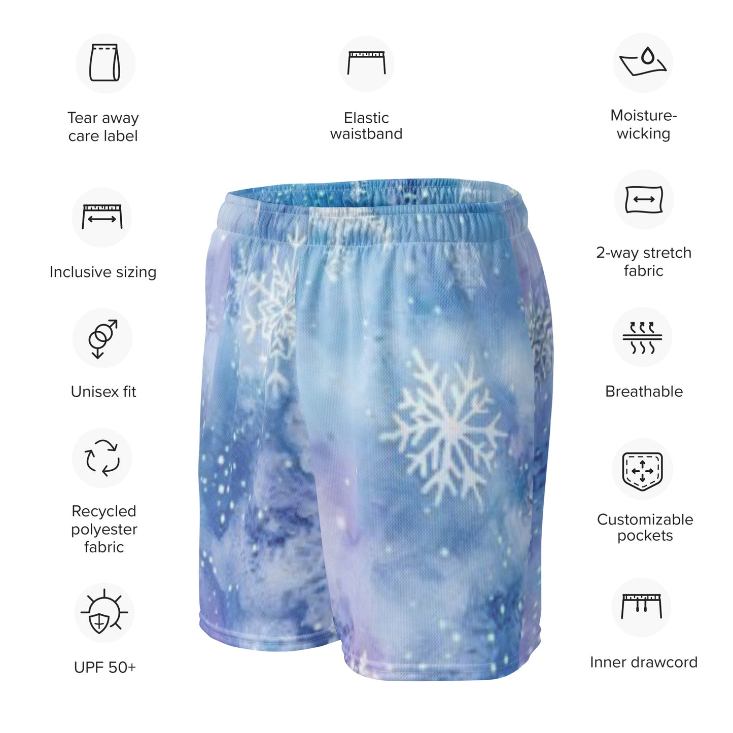 Schneeflocken Glitzer Unisex Mesh Shorts