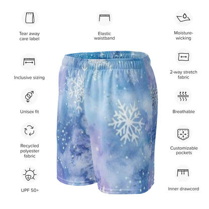 Snowflake Glitter Unisex Mesh Shorts