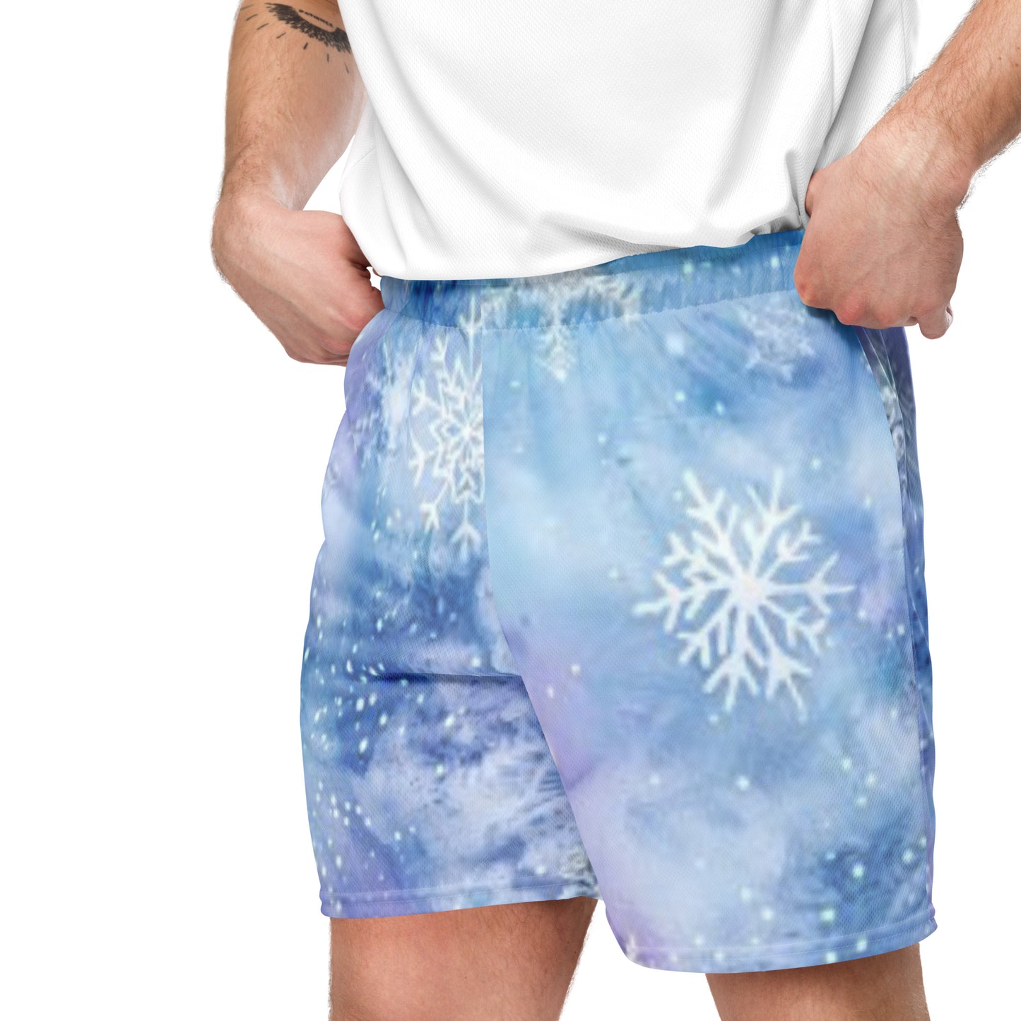 Snowflake Glitter Unisex Mesh Shorts