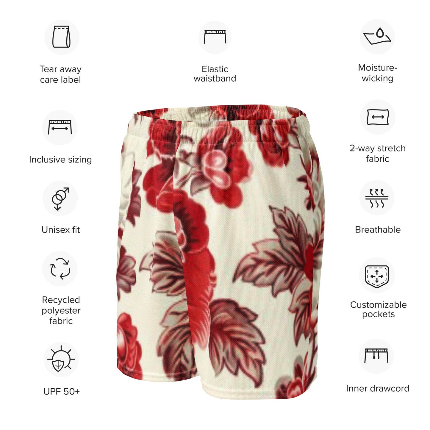 Red Waves Unisex Mesh Shorts