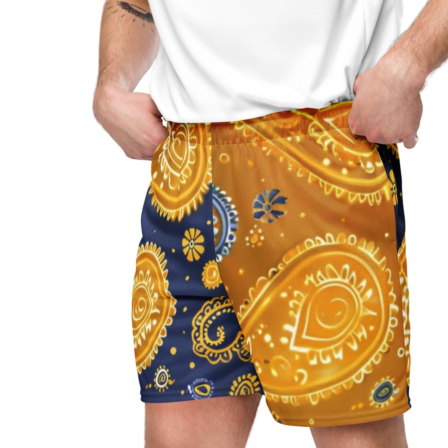 Golden Paisley Unisex Mesh Shorts