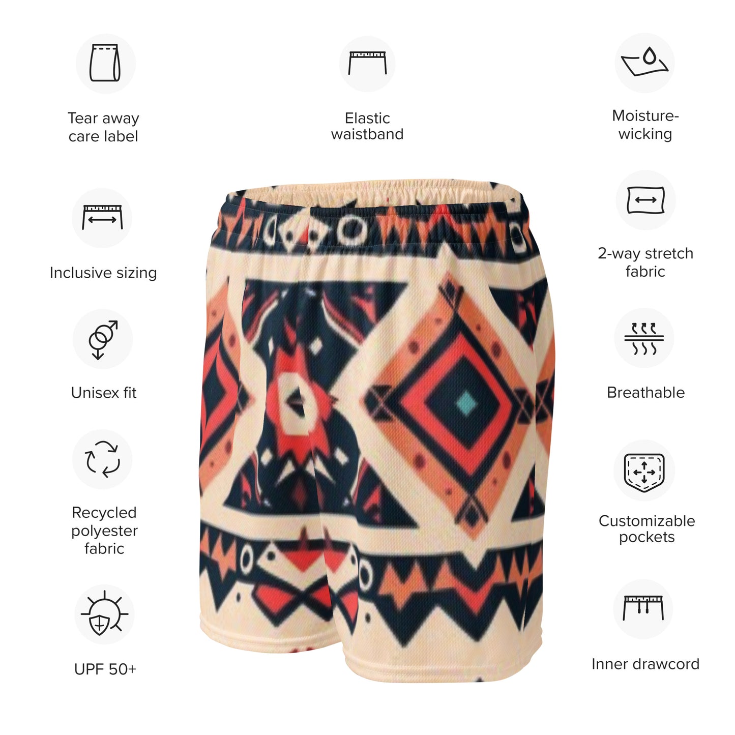 Bohemian Glyph Unisex Mesh Shorts