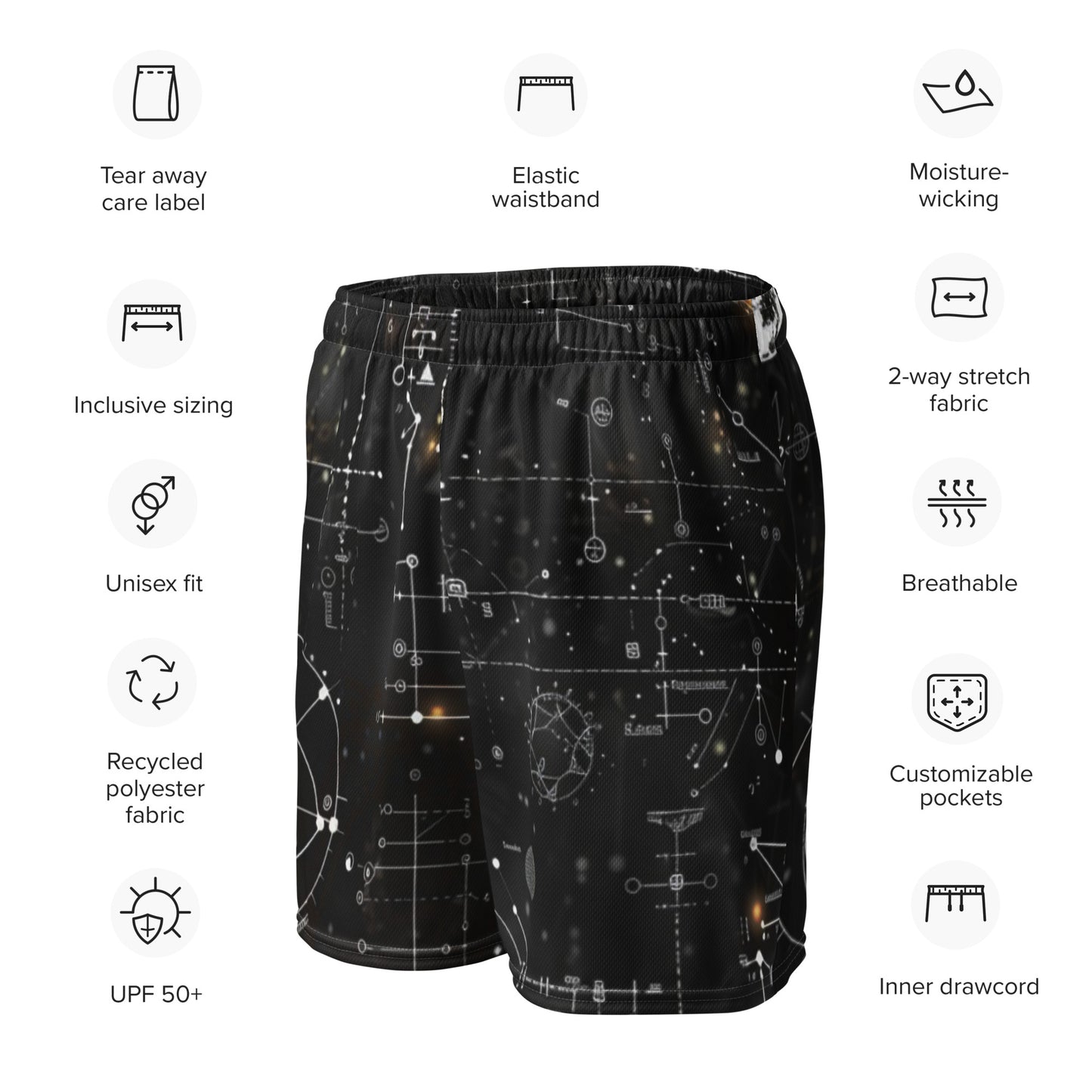 Black Equation Unisex Mesh Shorts