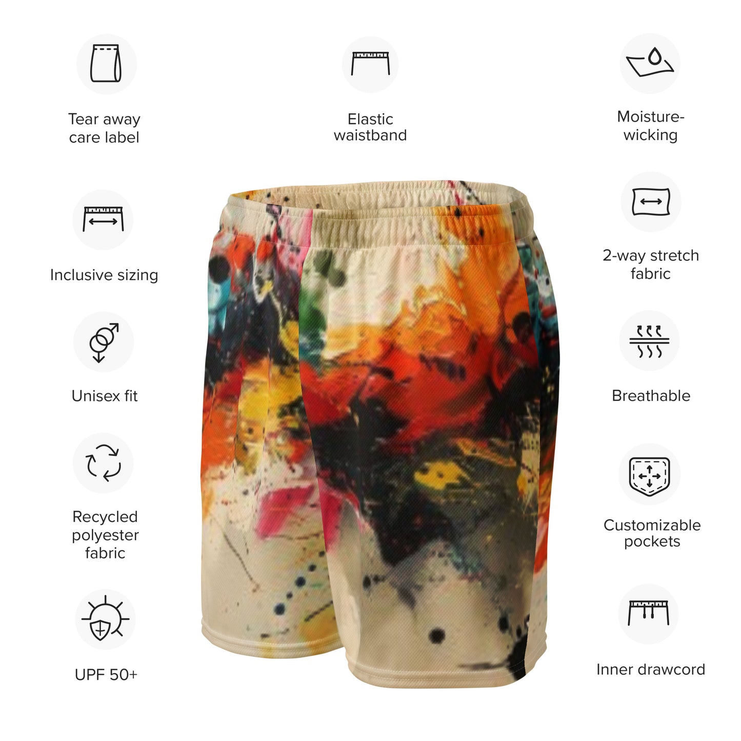 Abstract Burst Unisex Mesh Shorts