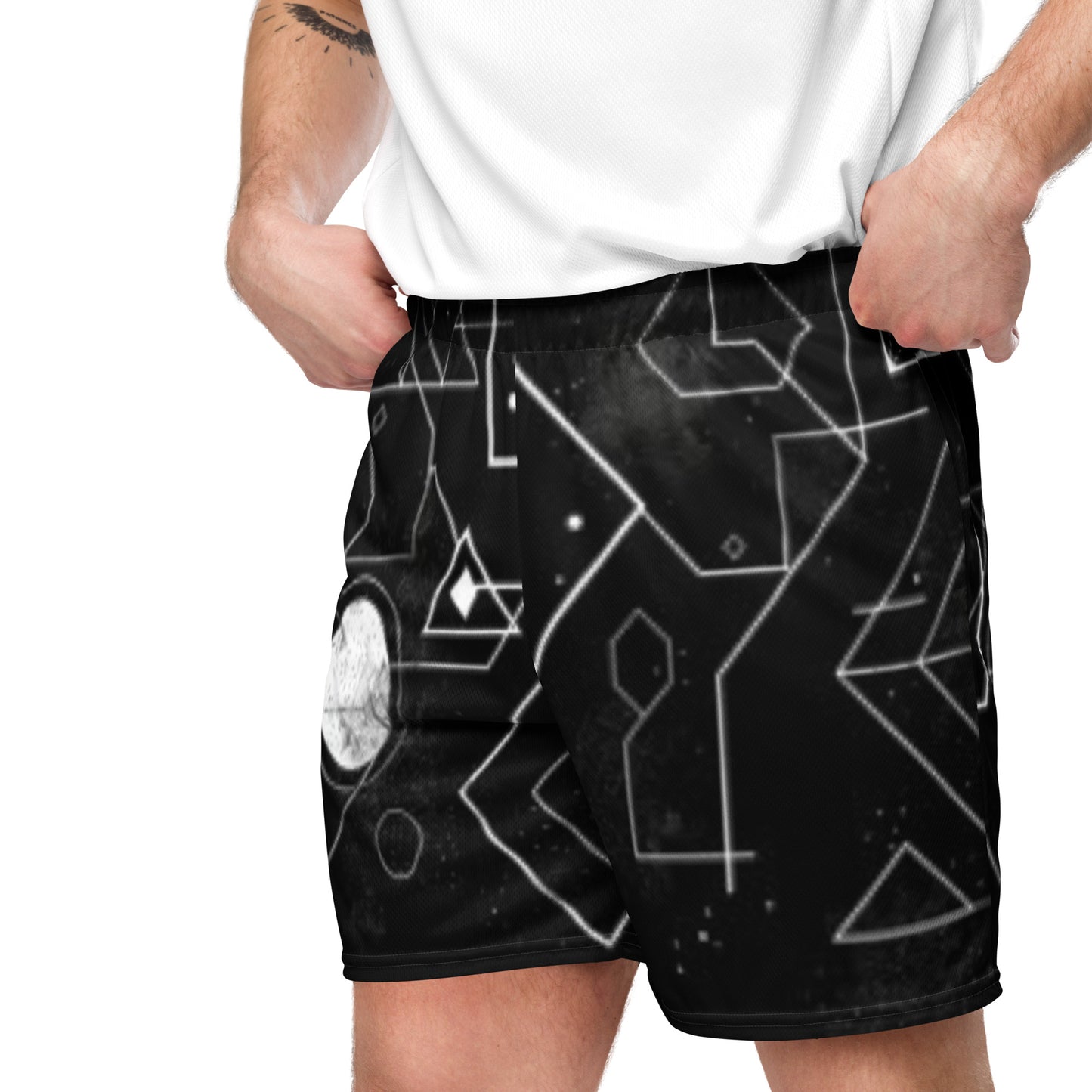 Geometric Harmony Unisex Mesh Shorts